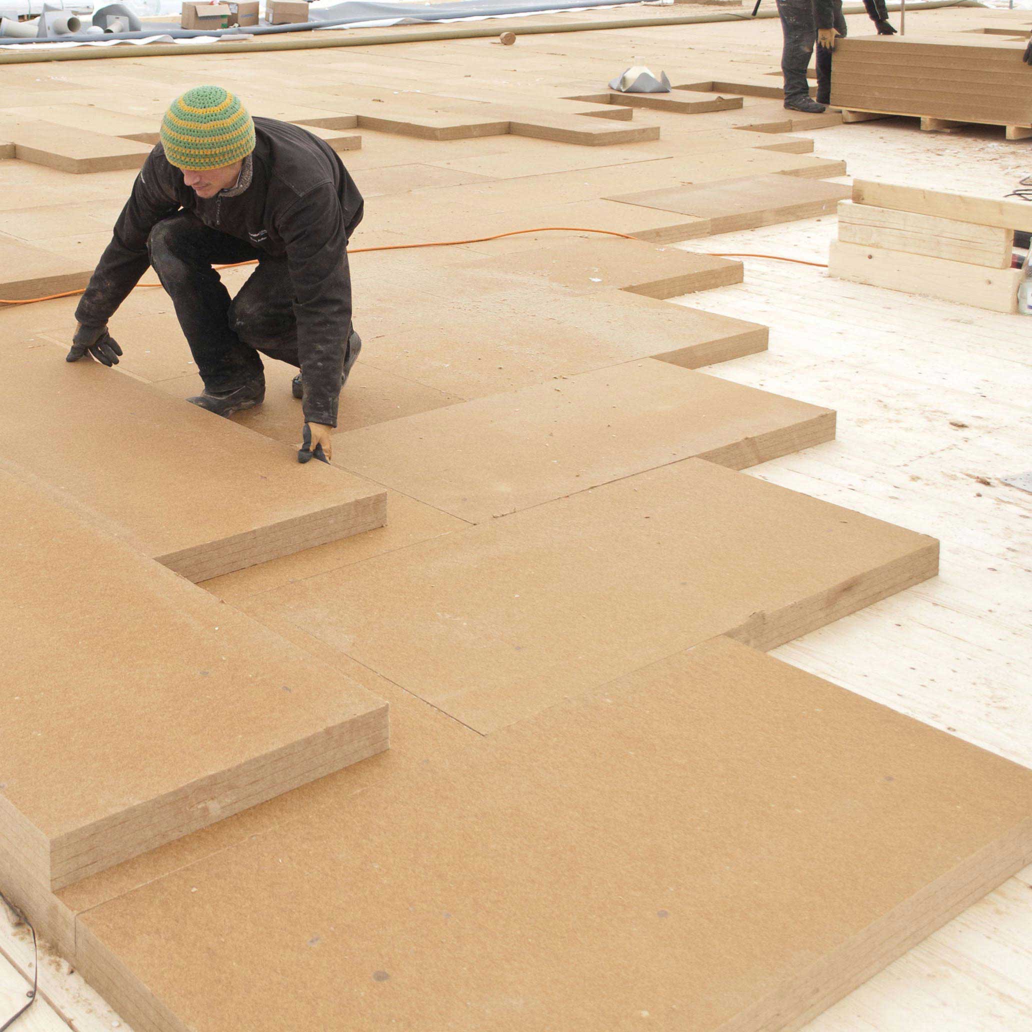 Fibra di legno CAM FiberTherm Isorel posa su tetto piano