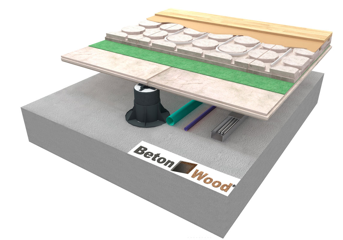 Sottotetto elevato radiante con BetonWood